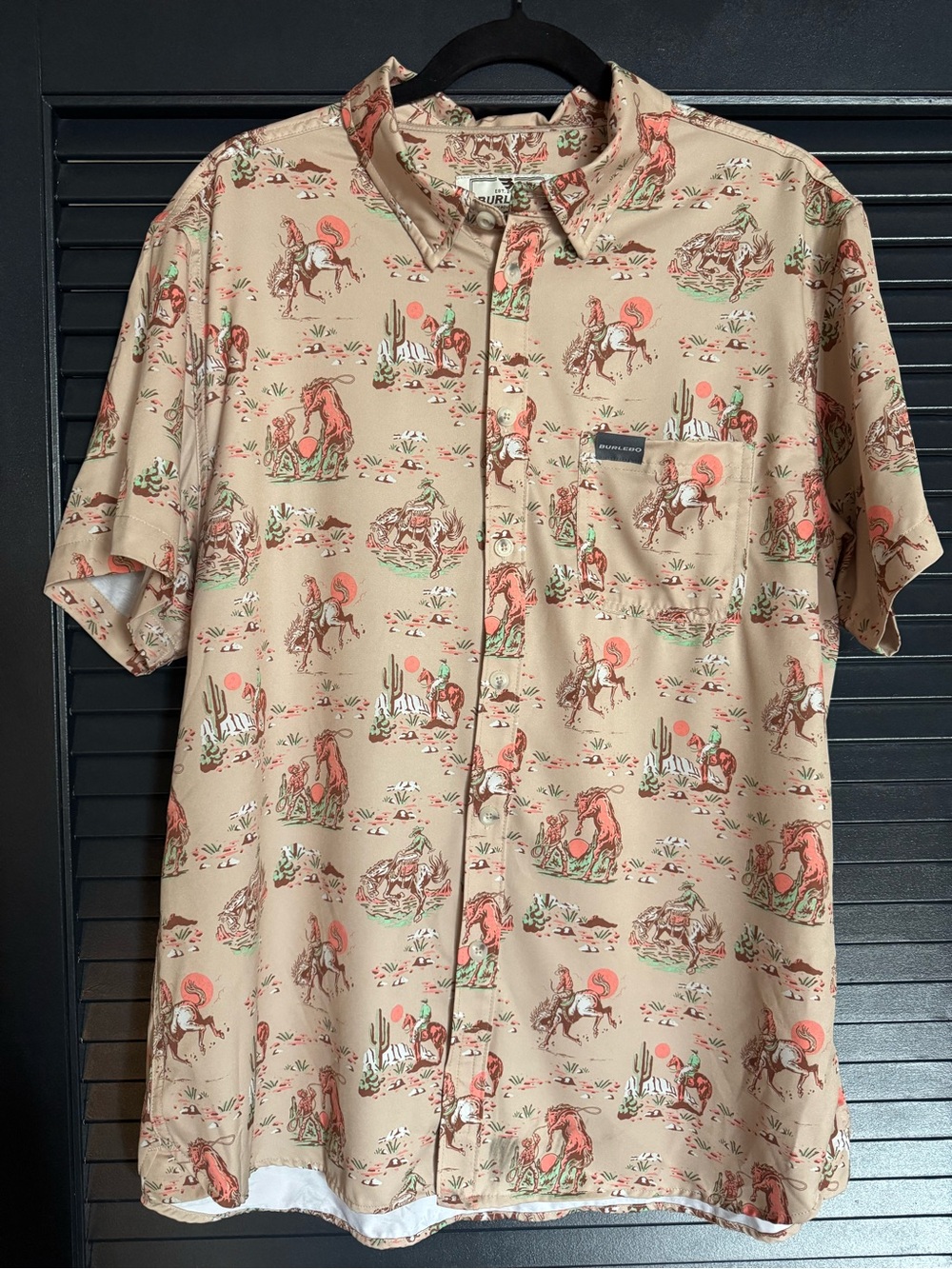 BURLEBO Cowboy Up Western Performance Shirt L